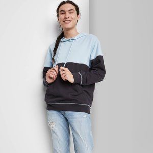 Original Use - Men's Hooded Sweatshirt - Dark Blue & Light Blue - Size Medium